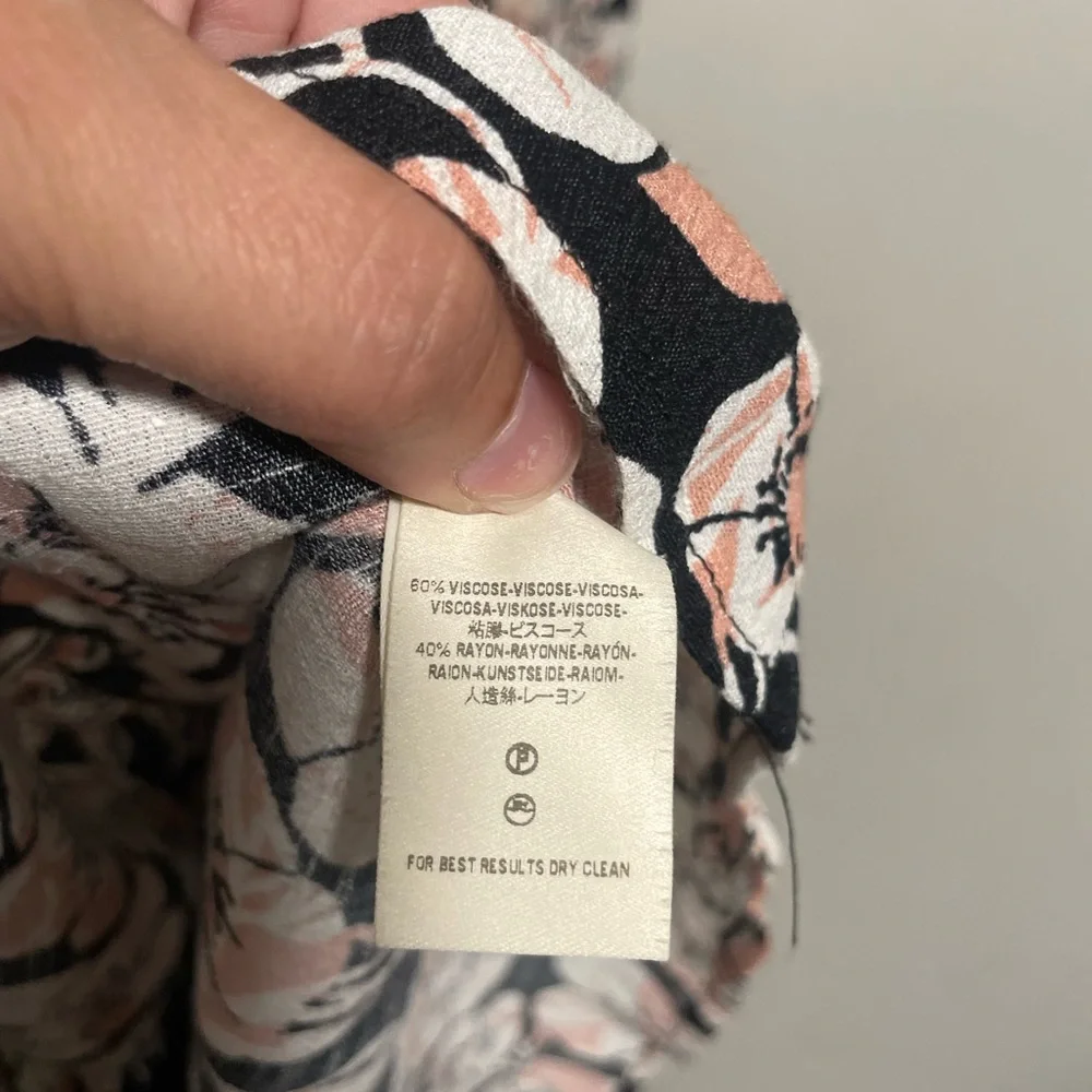 Free People Black and Cream Floral Mini‎ Dress Size Medium